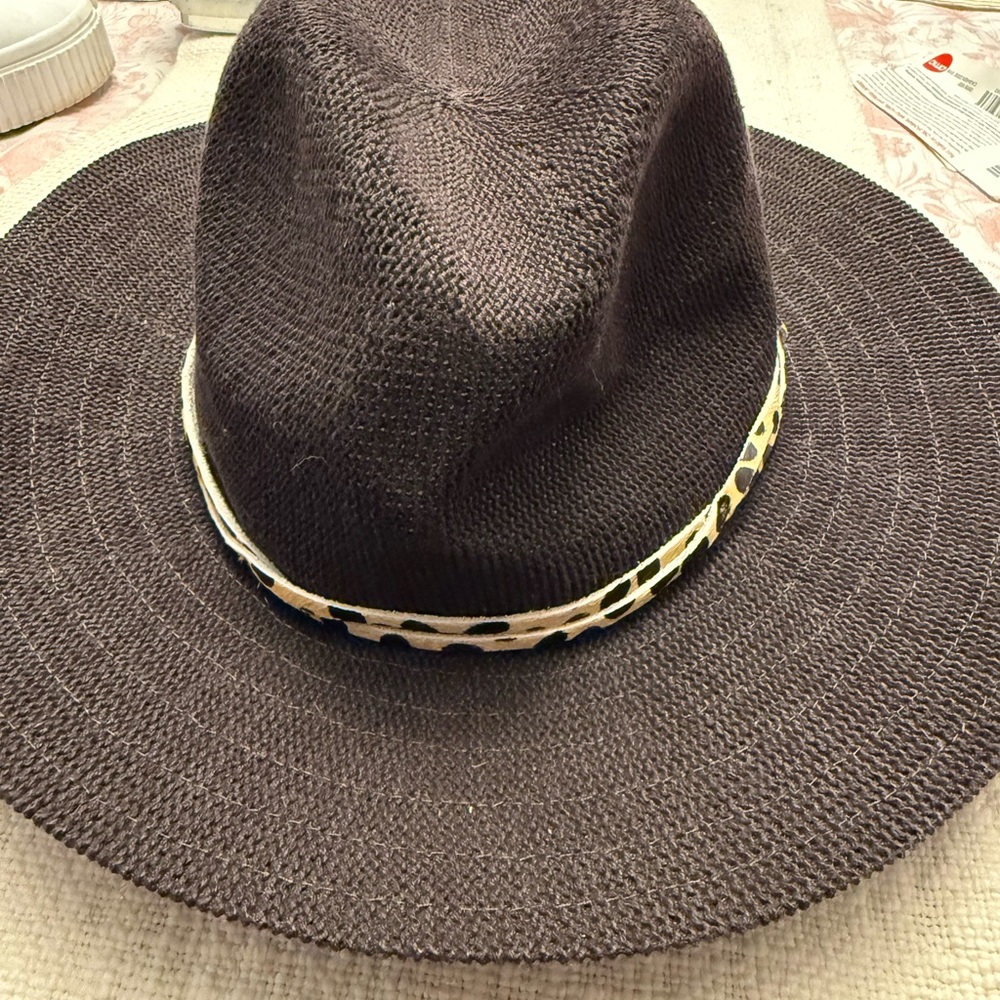 Stylish Brown Hat with Animal Print Band
